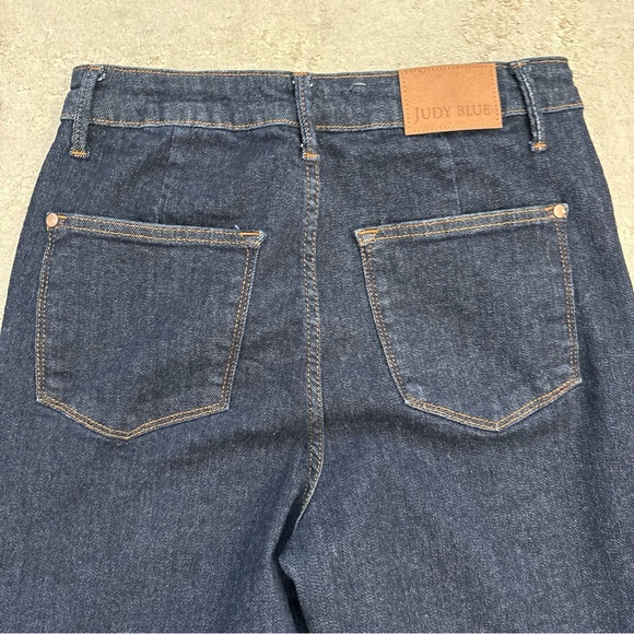 Judy Blue High Waist Wide Leg Front Seam Dark Wash Denim Jeans Size 28 - Picture 7 of 9